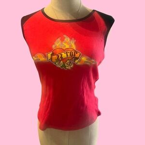 Vintage early 2000s Kavio! ZZ Top band grunge goth top size medium